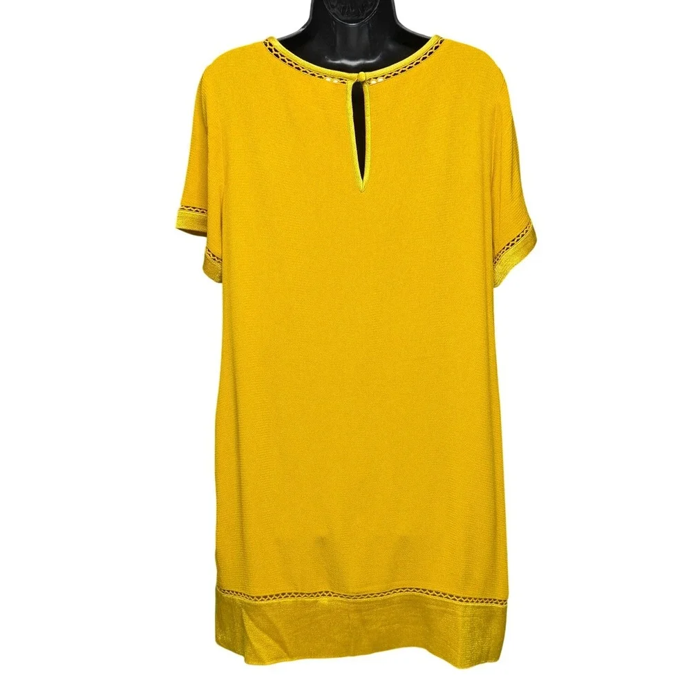 Maeve Anthropologie Shift Dress Womens‎ S Verdet Gold Ladder Short Sleeve Minii